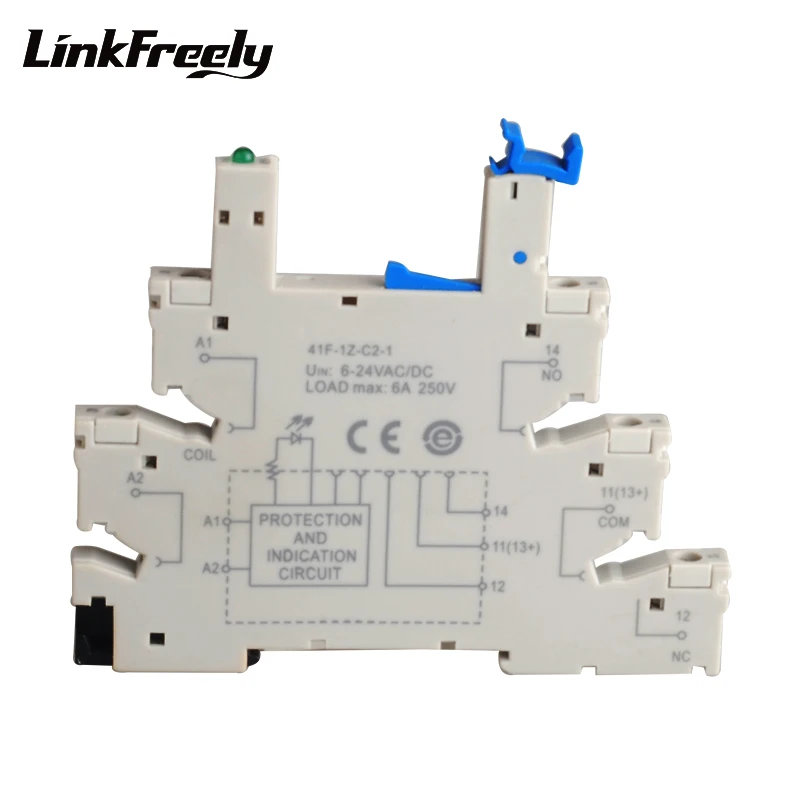 41F-1Z-C2-1 держатель реле для соответствия HF41F Micro PCB Крепление Реле питания Выход 6A/250 В вход 6-24VAC/DC 5 Pin напряжение Контактное реле