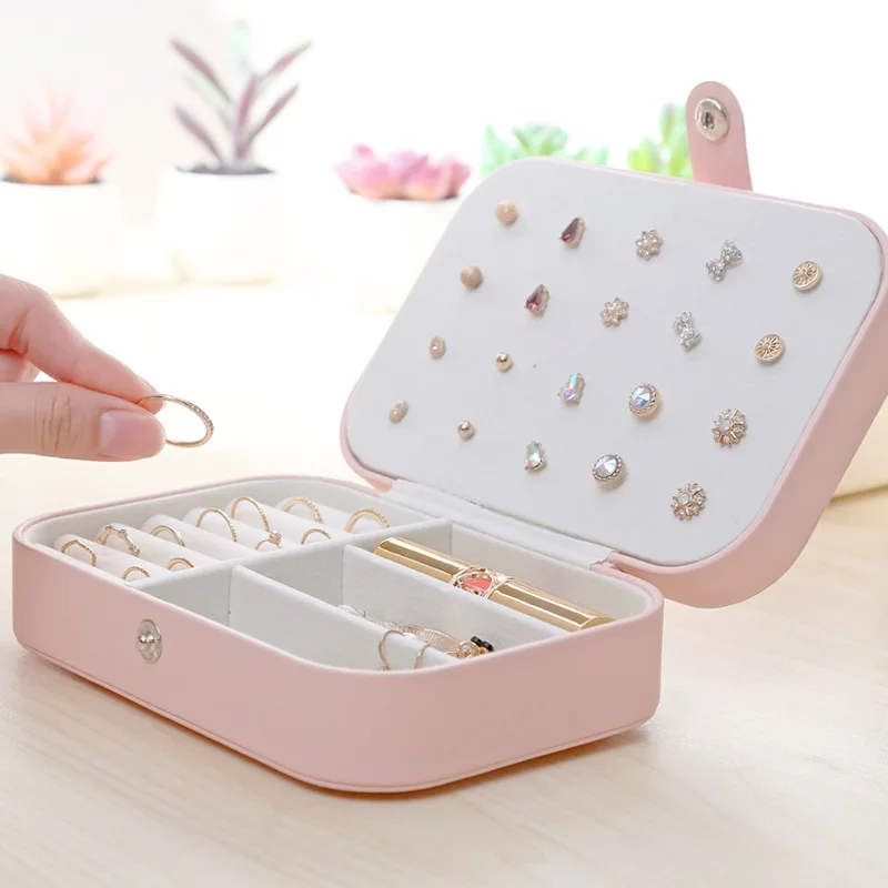 Casegrace Girl PU Leather Jewelry Box and packaging Ring Display Case Portable Jewelry Organizer Travel for Necklaces Earrings