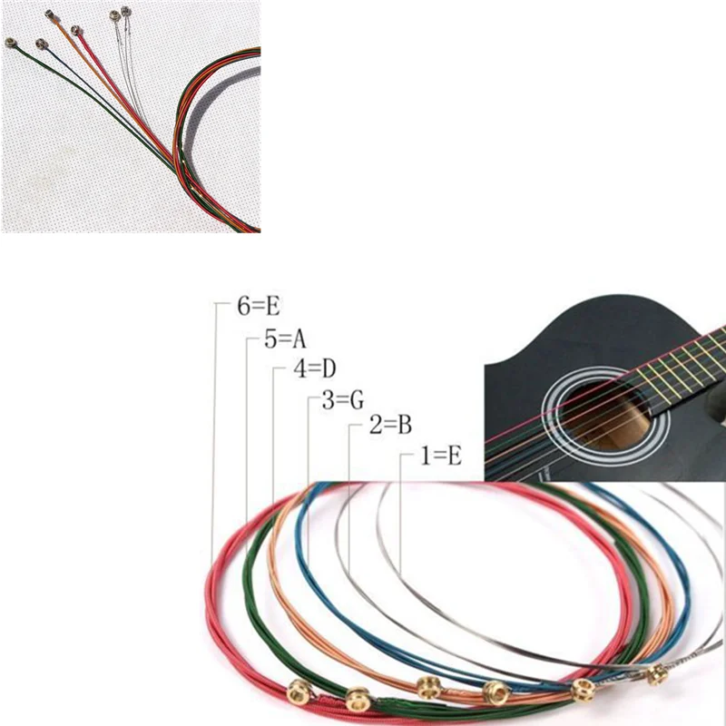 

NEW Rainbow Colorful Guitar Strings E-A For Acoustic Folk Guitar Classic Guitar 6 Pcs/set hot sale