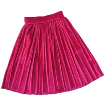 Бархатная плиссированная юбка для маленьких девочек; Длинная Юбка До Колена Для девочек; Осенняя Повседневная гладкая юбка-пачка для девочек; эластичная плиссированная юбка с высокой талией