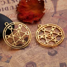 DoreenBeads цинковый сплав золотой цвет круглые Merkaba медитация Подвески полые DIY компоненты 44 мм x 40 мм(1 5/"), 5 шт