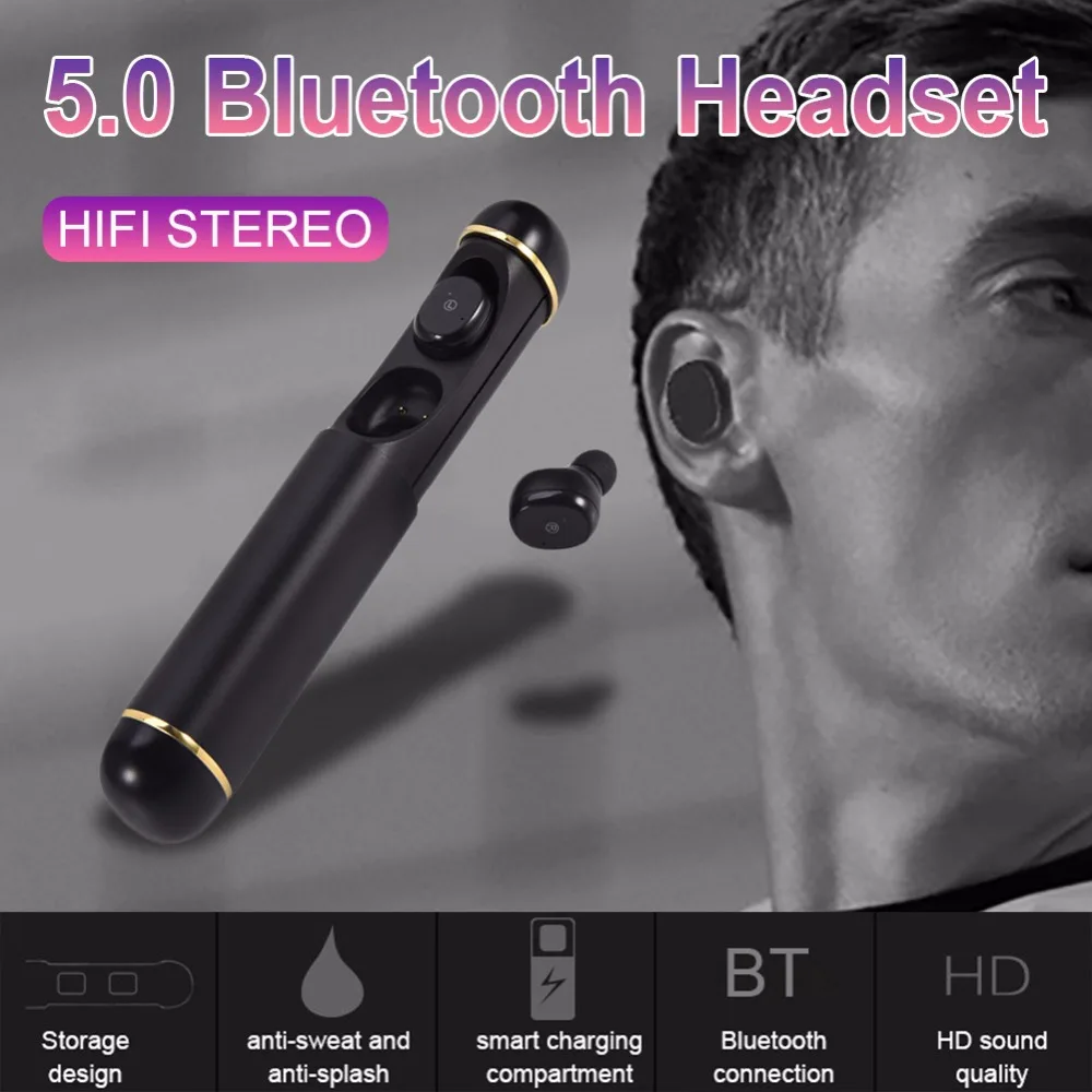Оригинальные новые мини T1 TWS Bluetooth 5 0 Гарнитура 3D беспроводные стерео наушники с