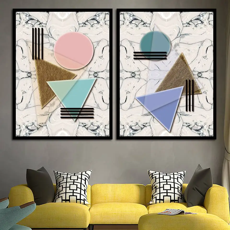 Modern Art Geometric Abstract Painting Nordic Print Wall Modular Picture for Livingroom B5055 | Дом и сад