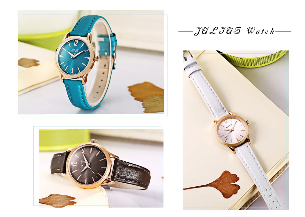 Новые роскошные женские часы Julius Модные Простые спортивные женские часы браслет водонепроницаемые натуральная кожа Relogio Feminino