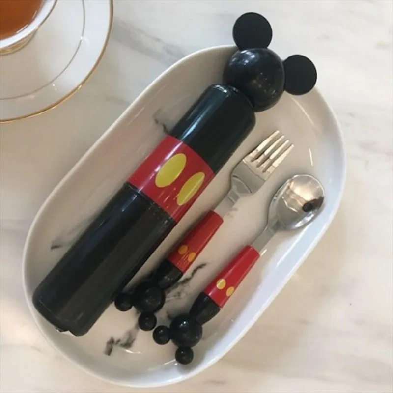 

Children Feeding Fork Spoons Set Cartoon Baby Tableware Feeding Spoon Set Kids Infant Portable Dinnerware Case Set Birthday Gift