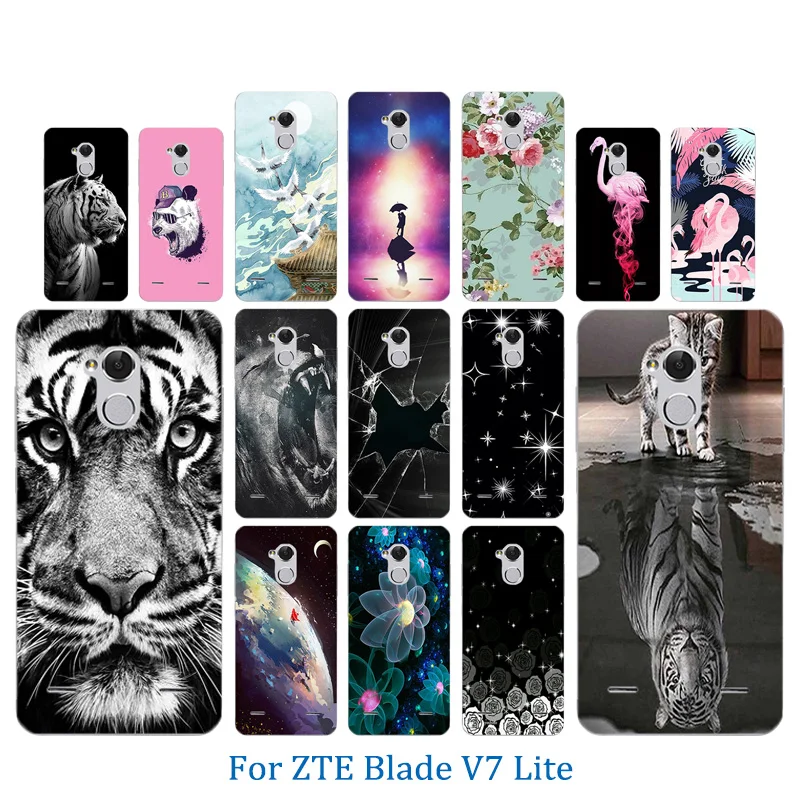 5 0 дюйма для ZTE Blade V7 Lite чехол телефона прозрачный мягкий силиконовый С Рисунком