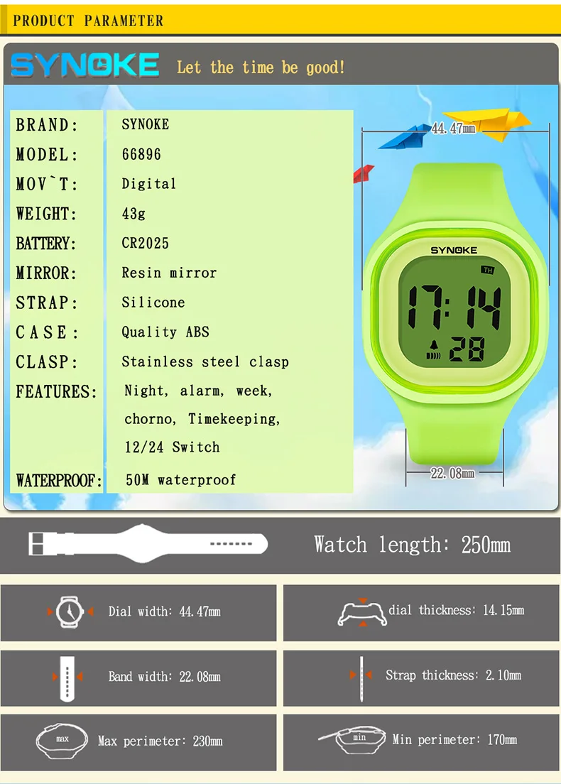 SYNOKE, детские часы, цифровой светодиодный, модные, силиконовые, цветные, для мальчиков и девочек, наручные часы, водонепроницаемые, подарок, будильник, мужские часы