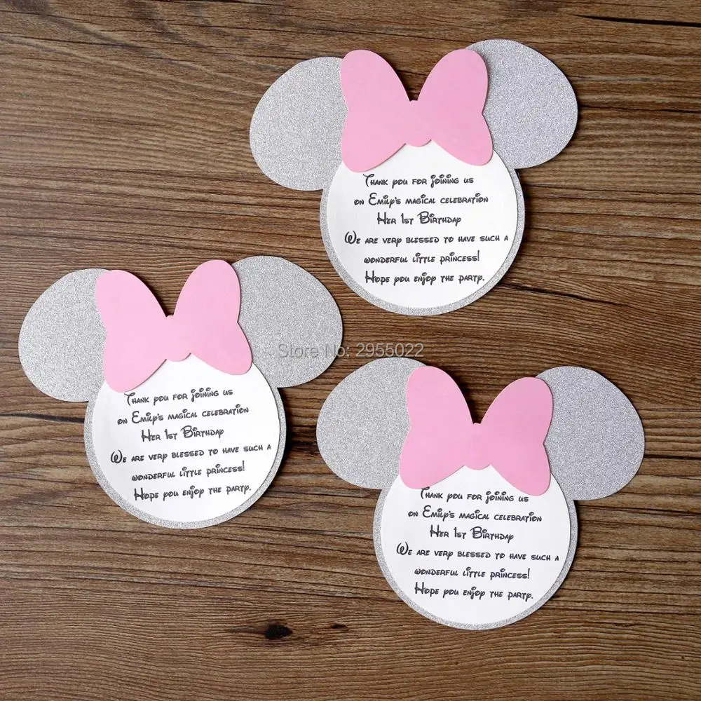 

Mouse Head Cut Outs Die Cut tags,Customized with text for Birthday Shower Party,Table Decor Party Decoration