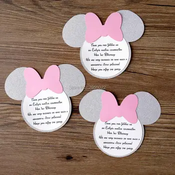 

Mouse Head Cut Outs Die Cut tags,Customized with text for Birthday Shower Party,Table Decor Party Decoration
