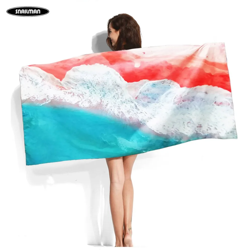 

wave Compact Beach Towel Microfiber Travel Fitness Towel Surfboard surf wave Towel