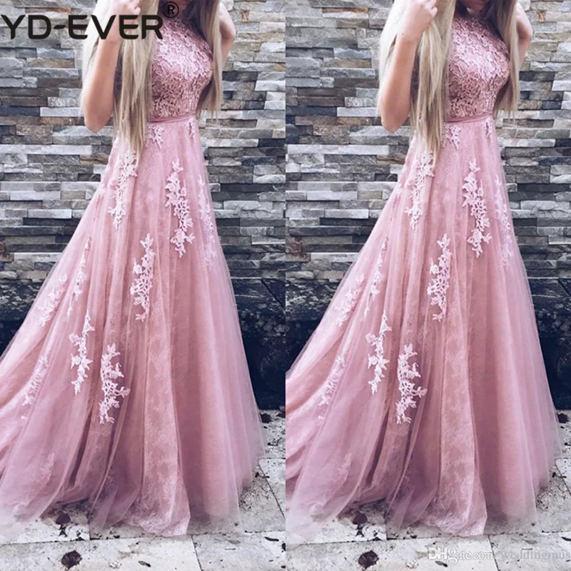 

Fashion Lace Woman Dress 2019 Spring Summer Solid O Neck Boho Maxi Dresses Sleeveless Vestido