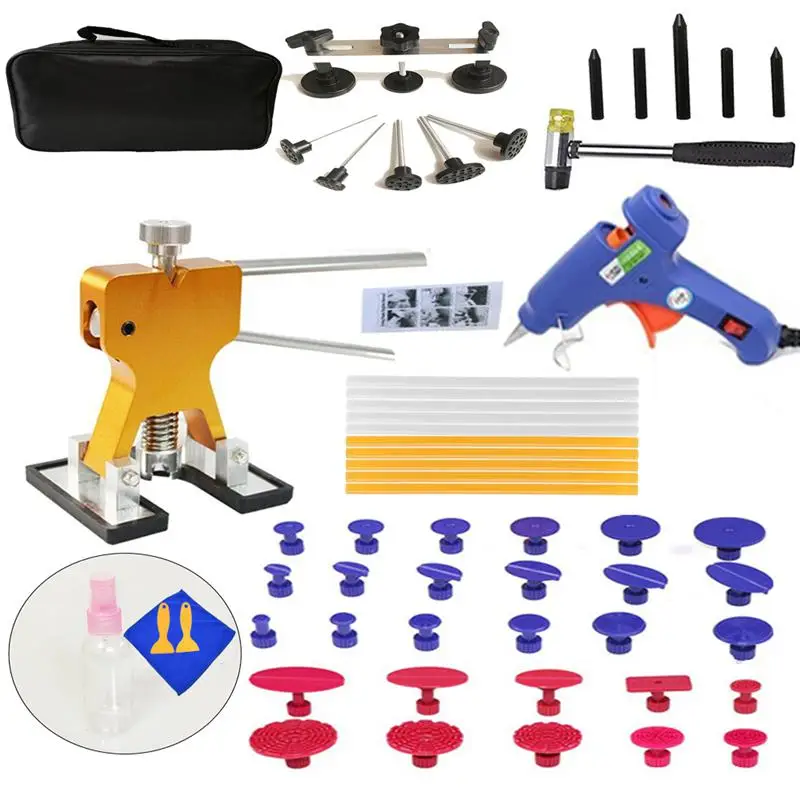 

57pcs/Set Metal Painless Dent Repair Dent Lifter-Glue Puller Tab 20W Glue Machine Hail Removal Paintless Car Dent Repair Tools