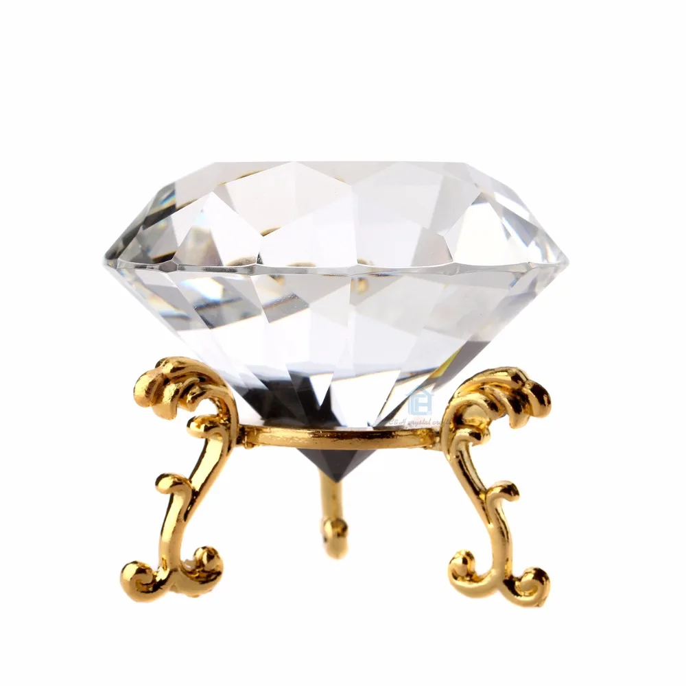 60 мм хрустальный алмазы с Золотой база пресс-папье декоративное стекло алмазов фэн-шуй украшения домашнего декора аксессуары Подарки