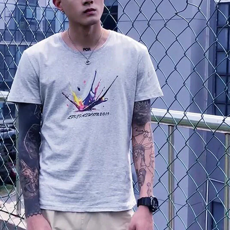 

Men Summer Printed T-shirts Plus Size T shirt Homme Short Sleeve T Shirts Cotton Men's Tee Shirts Man Brand Camiseta