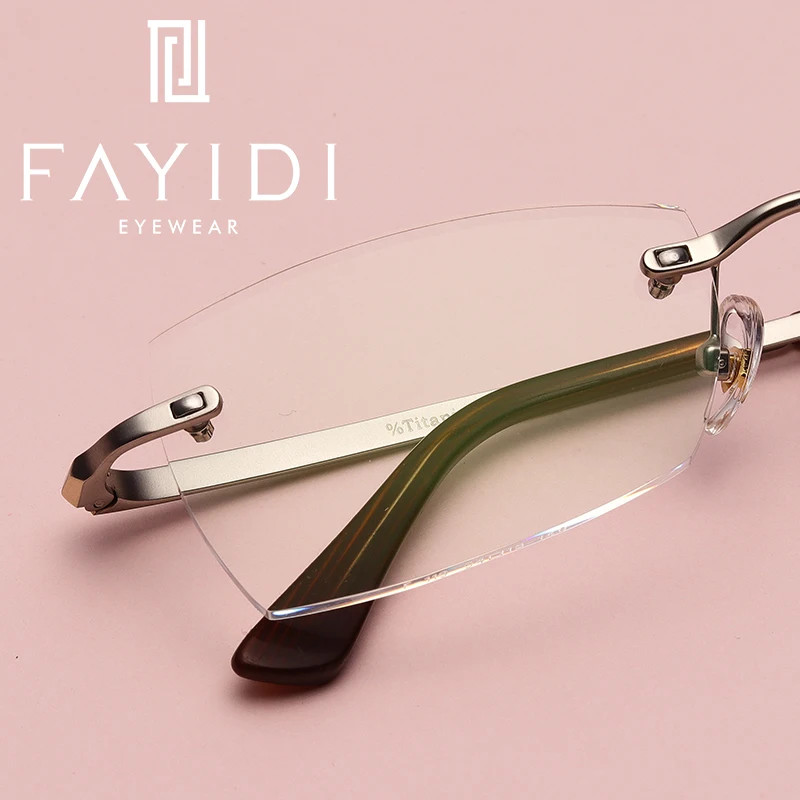 

Alloy Rimless Eyewear Women High Quality Clear Optical Aspherical Lens Prescription Eyeglasses Simple Design #F119