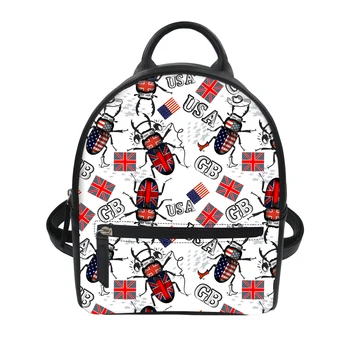 

FORUDESIGNS Fashion Women PU Small Backpakc National Flag Printing for Teenage Girls Shoulder Bag with Zipper Travel Bag Mochila