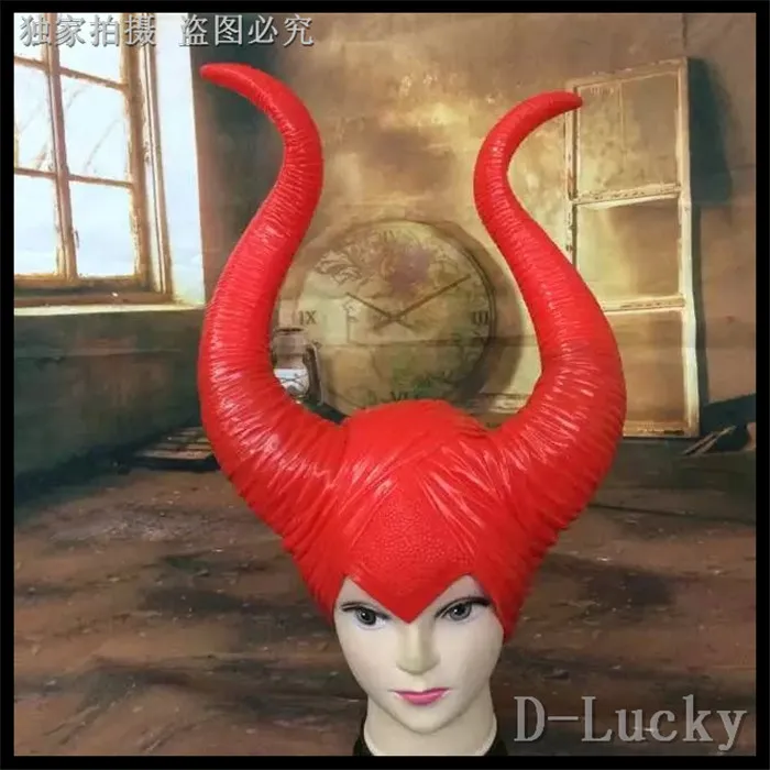 High Quality Movies Red Horns Long horned Cap Latex Ox Horn Hat