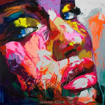 

Palette knife painting portrait Palette knife Face Oil painting Impasto figure on canvas Hand painted Francoise Nielly 14-58