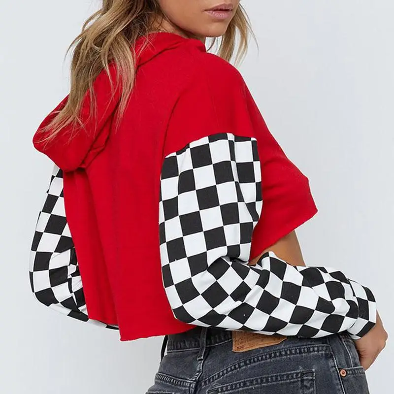 Новинка 2019 Yfashion Женская Короткая Толстовка Модный пуловер с капюшоном и длинным