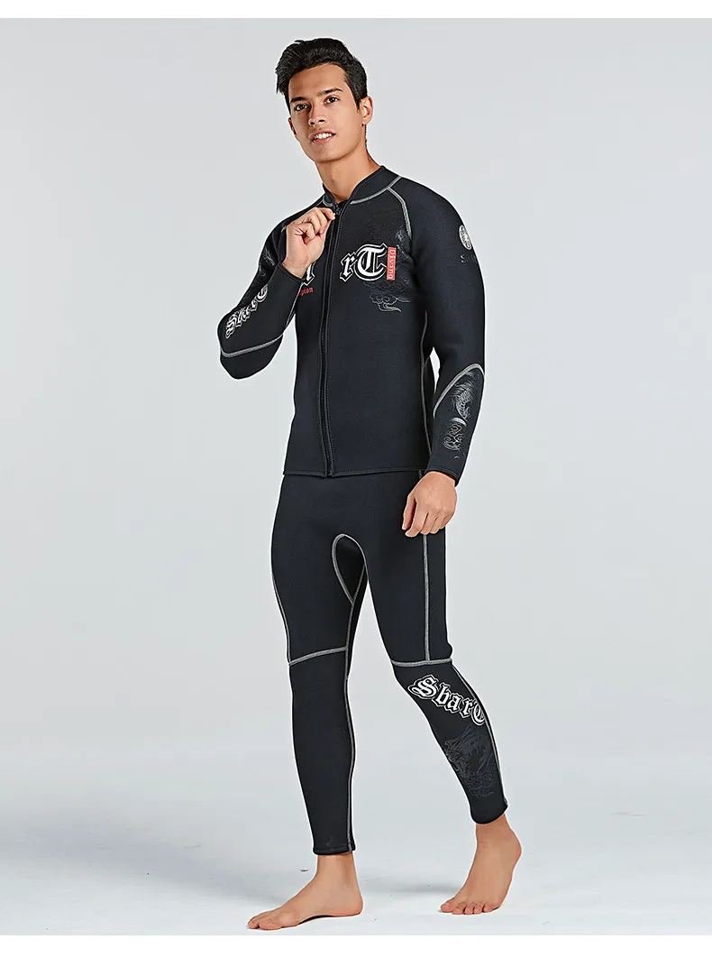 SBART 3MM Neoprene Wet suit Men's Long Sleeve Black Tops Pants Dive Suit Winter Swim Scuba Dive wet suit for cold water suit