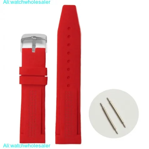 22mm Ruby Red Color  Silicone Jelly Rubber Ladies Watch Band Straps WB1075Q22JB