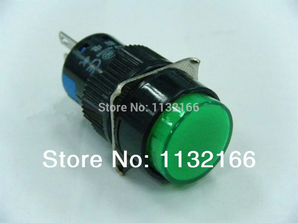 

10pcs 6V/12V/24V/110V/220V For Choose Pilot Light Lamp 16mm Hole Green 1NO 1NC Contact 5 Pin SPST Momentary Push Button Switch