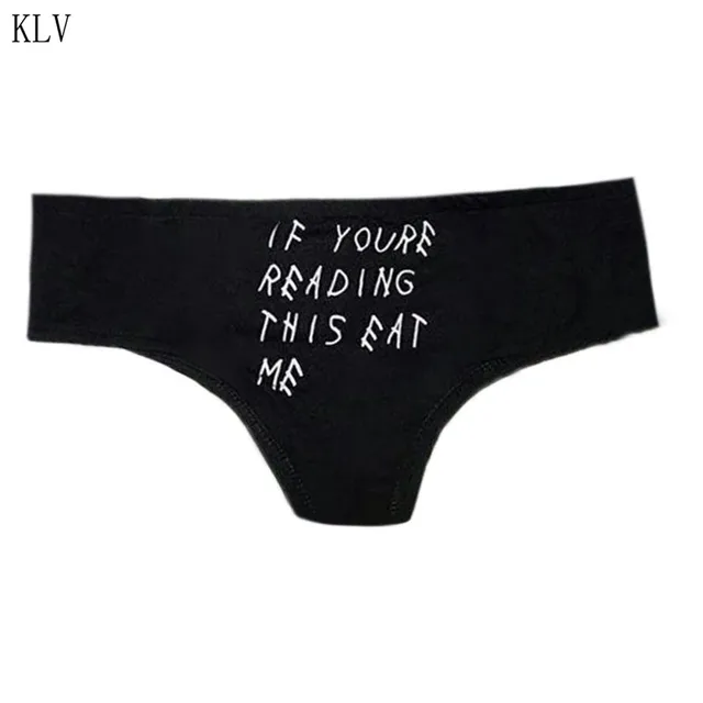 Womens Mid Waist Cotton Underwear Simple Black White Funny Letters