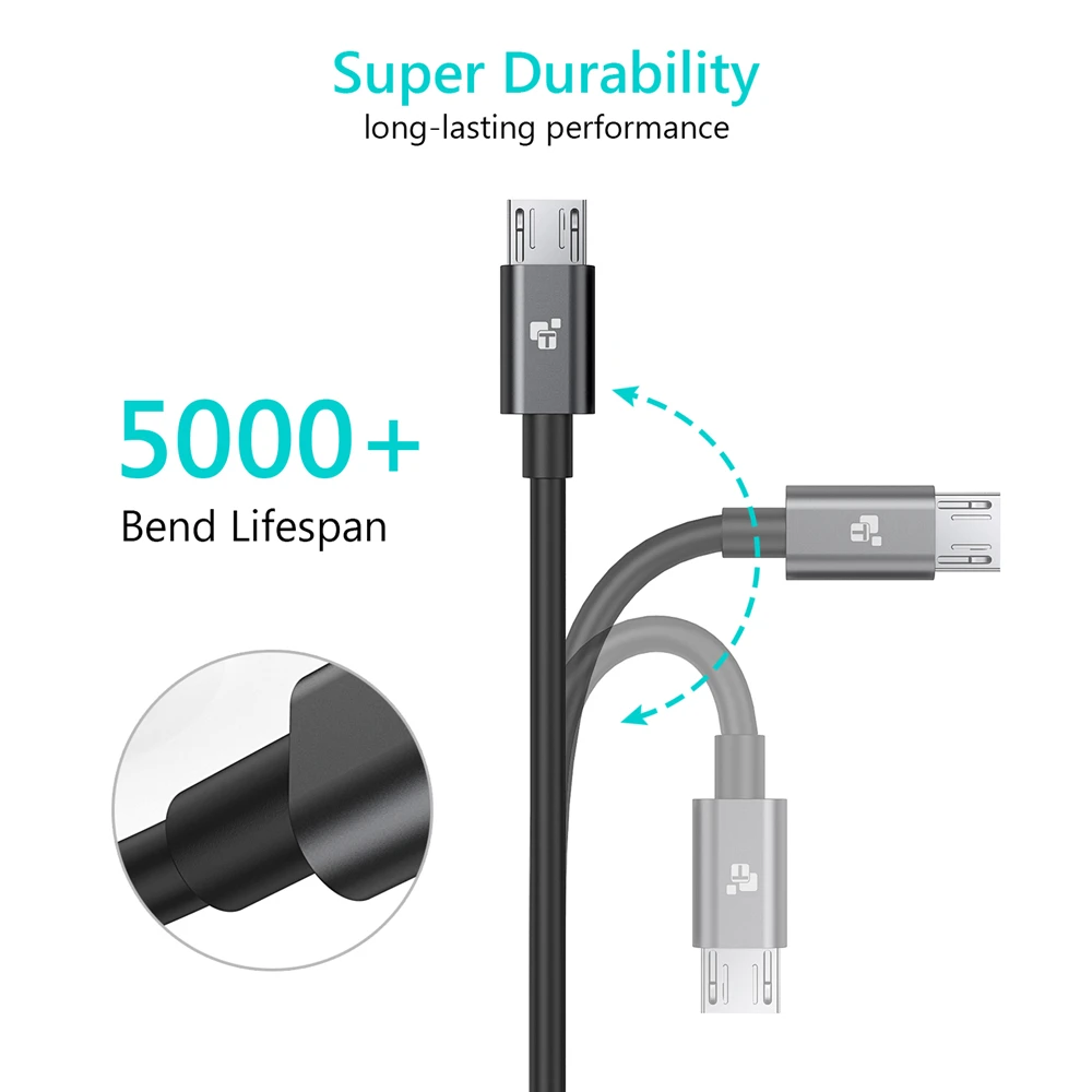 TIEGEM مايكرو USB كابل 5V2A سريع شحن USB كابل بيانات الروبوت سلك Microusb شاحن كابل لسامسونج Xiaomi الهاتف المحمول الكابلات