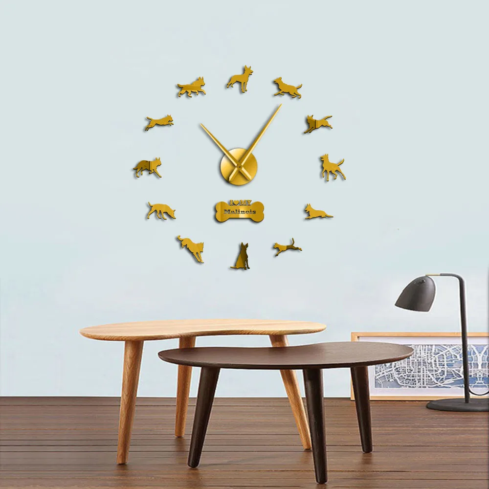 Belgian Shepherd Large Frameless Wall Clock Mechelse Shepherd Home Decor Malinois Wall Watch Chien de Berger Belge DIY Big Clock 2