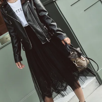 

Gauze Half-body Girls Long Fund 2018 Woman Degree Of Tightness Waist Solid Color Yarn Lace Fairy A Word Skirt