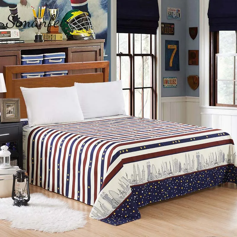 

Simanfei Anti-mite Sheet Bedding Linens With Elastic Band Stripe Printing Dust Proof Mattress Cover For Bed