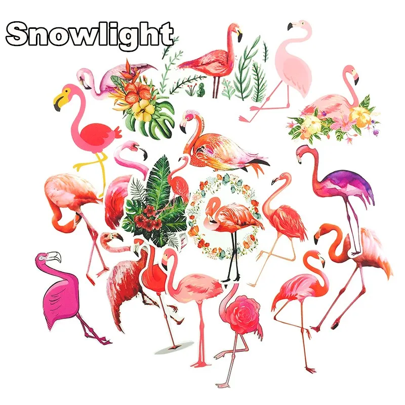 19 PCS Flamingo Sticker Toy for Children Lovely Pink Cute Party Stickers Scrapbooking to DIY Phone Luggage Guitar Laptop Sticker