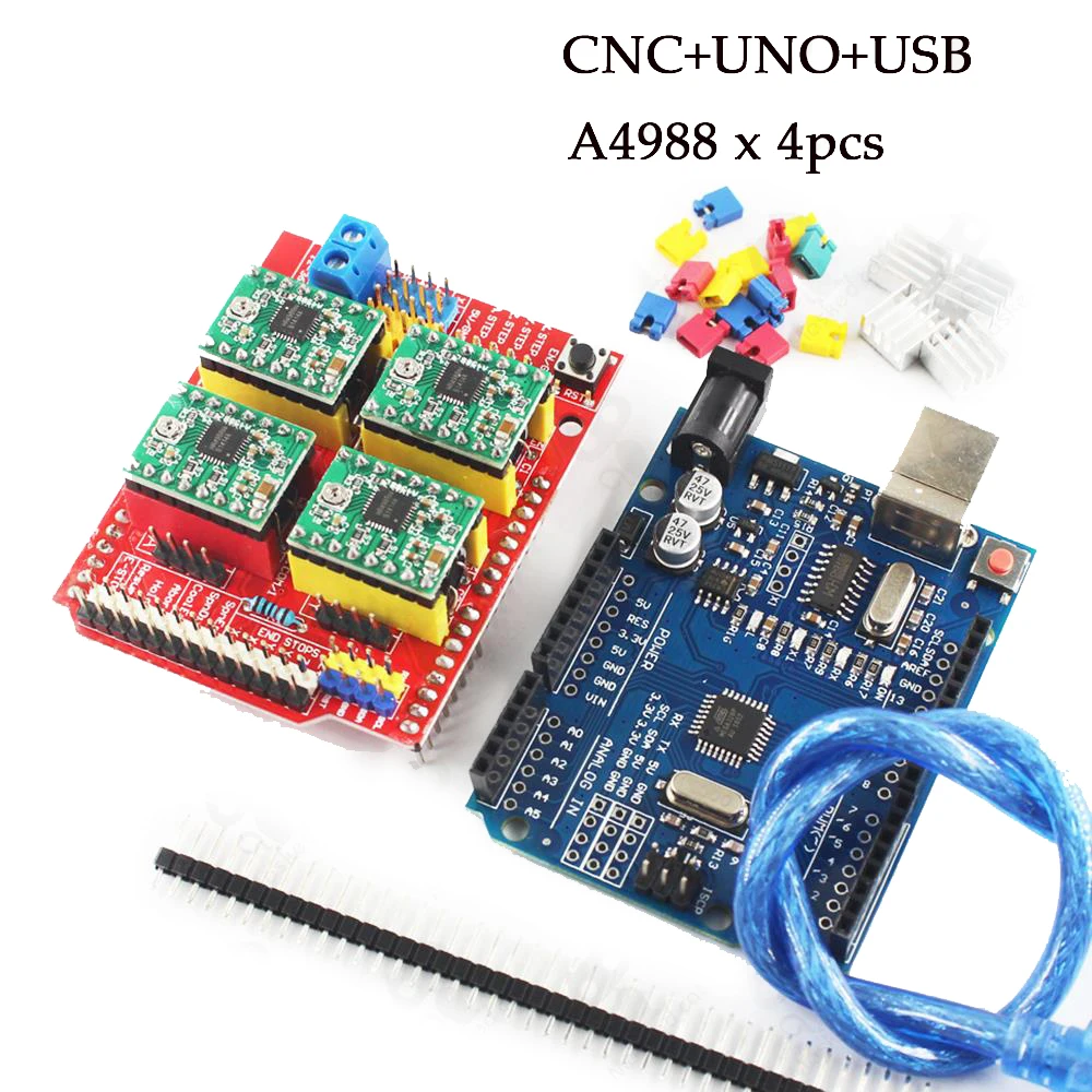 

CNC shield V3 3D Printer UNO R3 with USB 30CM cable 4pcs A4988 driver expansion board for cnc v3 engraving machine