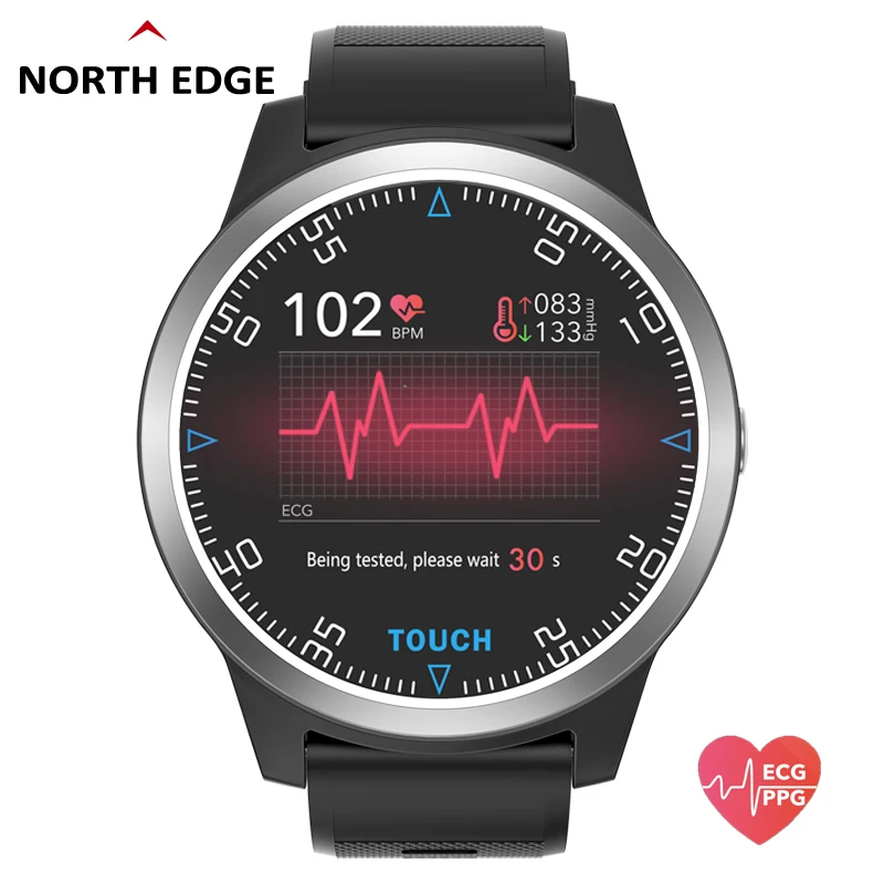 

North Edge ECG+PCG Smart Watches Sports Fitness Blood Pressure Heart Rate Monitor Wristband Waterproof Smartband For IOS Android