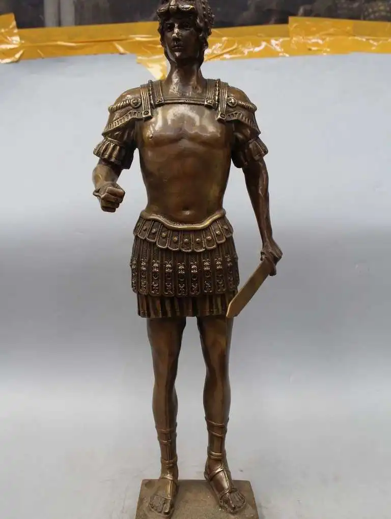 

24"Western Art Bronze Statue Famous Roman warrior sword Statue Sculpture