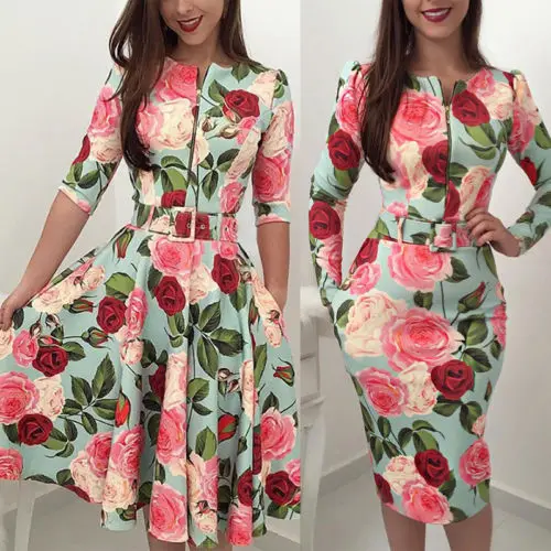 

Women Bandage Bodycon Long Sleeve Short Mini Floral Party Cocktail Casual Dress