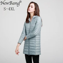 NewBang бренд Для женщин Длинная Куртка Женская зимняя обувь теплое пальто ультра светильник белый пуховик женская тонкая ветровка пальто