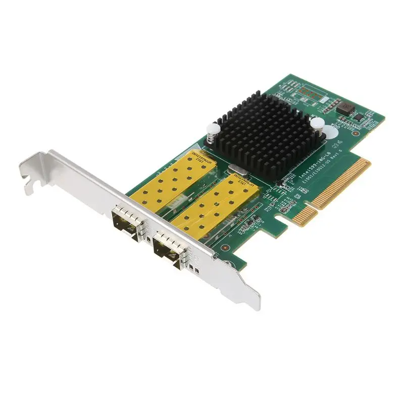 

2019 NEW Pci Express FCoE Intel 82599 PCIe x8 10 Gigabit Ethernet Network Optical Lan Card Dual SFP Port Adapter Converter