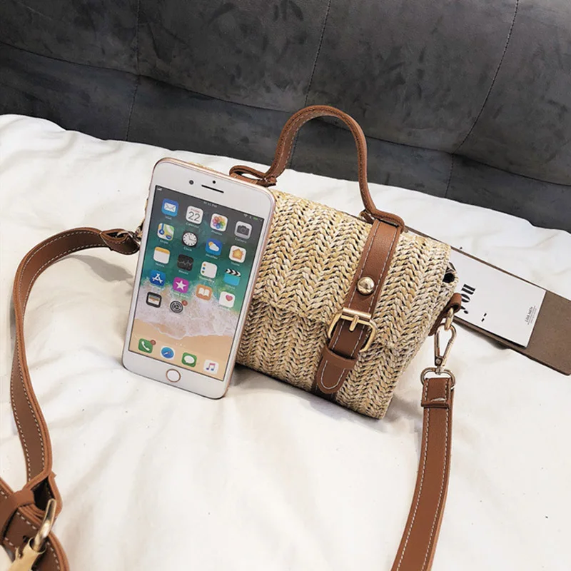 Women Summer Fashion Handbag INS Popular Female Casual Straw Bag Holiday Lady Shoulder Bag Travel Knitted Tote Bolsa SS7219 (3)