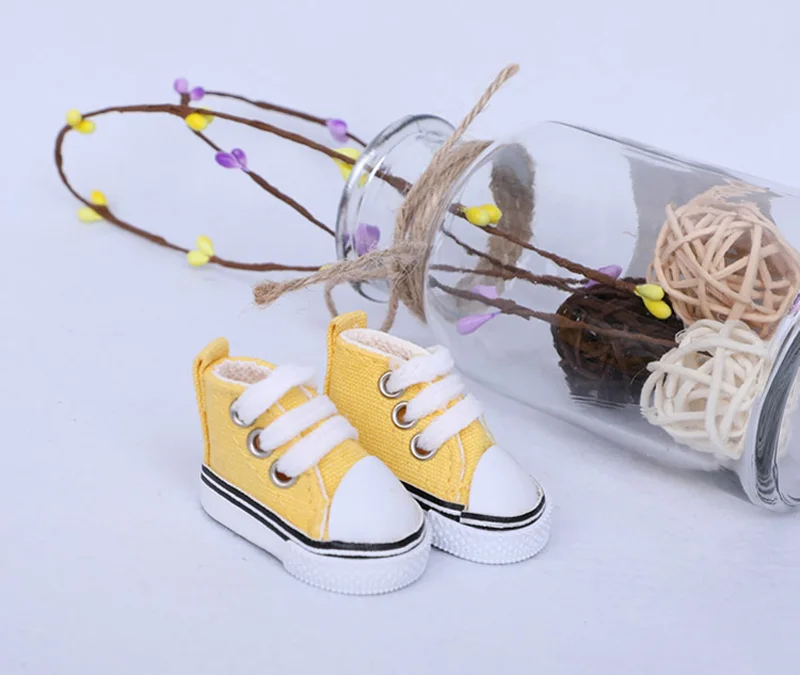 Одна пара 1/6 парусиновая обувь для куклы BJD модная мини-игрушка обувь Bjd кукольная обувь для аксессуаров - Цвет: yellow