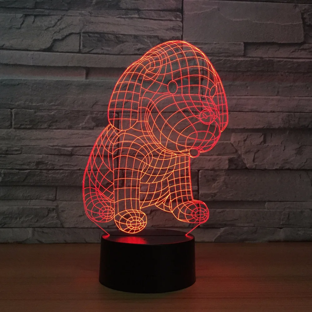 Us 11 99 40 Off Carton Lovely Dog 3d Light Led Table Lamp Optical Illusion Night Colorful Bedroom Mood Lamp Friends Birthday Gift Drop Shipping In