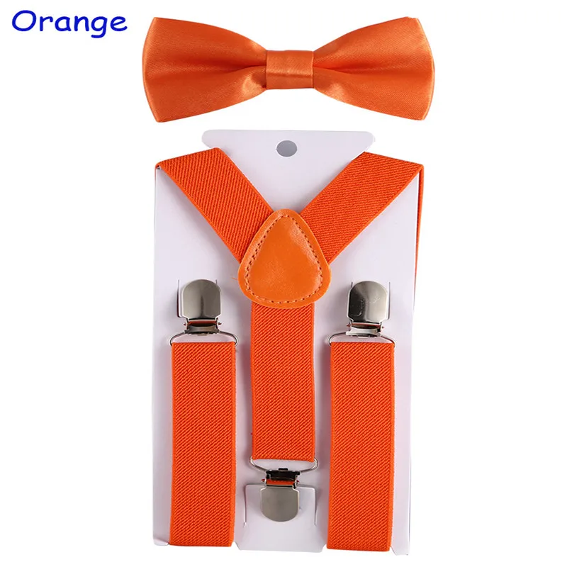 Orange 1 Модные детские подтяжки с галстуком-бабочкой, ДЕТСКИЕ брекеты для мальчиков и девочек, регулируемые подтяжки, Детские свадебные галстуки, аксессуары - Цвет: Orange 1