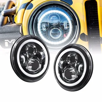 

TNOOG 7 Inch Round Projector H4 LED Headlight For Jeep Wrangler 7" Halo Angel Eye Turn Signal Light For UAZ Hunter
