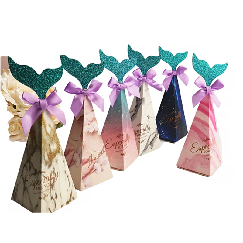 

Little Mermaid Candy Box Gift Boxes Mermaid Party Bracelet Birthday Party Decorations Kids Favor Mermaid Paper Bag for Wedding,Q