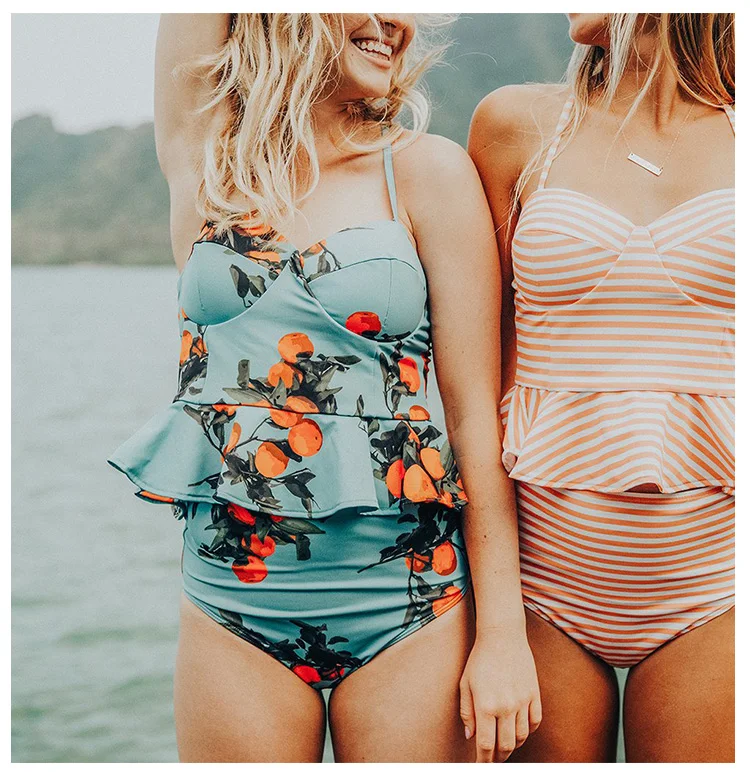 Ruffled-hem-cover-belly-high-waist-slim-printed-stripe-retro-woman-swimsuit_03