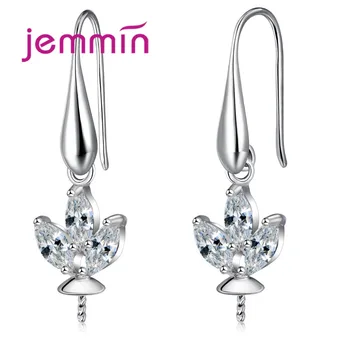 

Crystal Flower Pattern Style Ear Hooks 925 Silver Earrings Findings For Components DIY Jewelry Components 5 Pairs/Lot