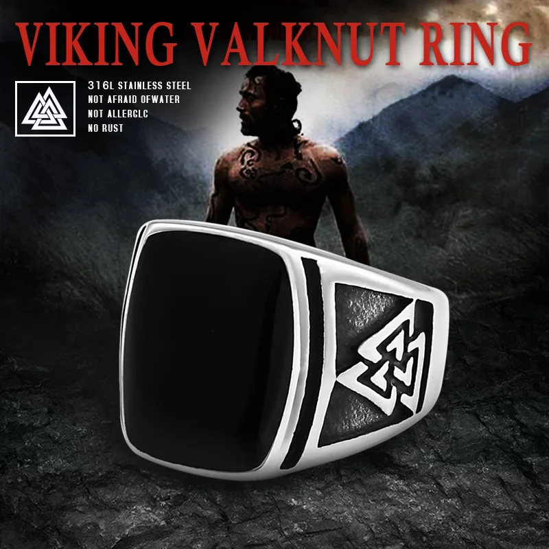 Байер 316L нержавеющая сталь модный стиль символ Одина высокое качество Викинг панк для мужчин Valknut кольцо подарок для рождественской вечеринки LR690