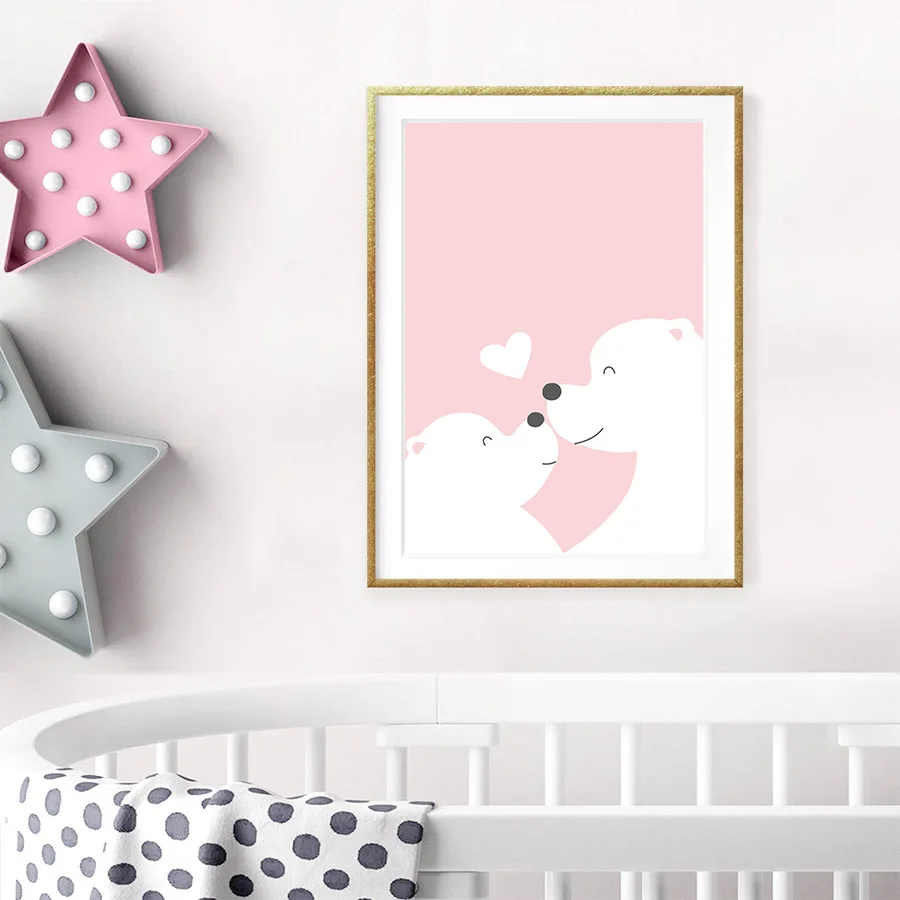Cartoon Lover Bear Wall Painting  (1)