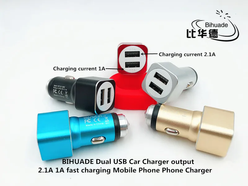 

BIHUADE Dual USB Car Charger output 5V 2.1A 1A fast charging Mobile Phone Phone Charger