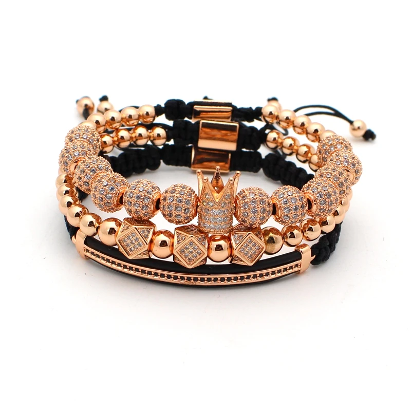 

3 pieces / set of men's micro-dense CZ woven bracelet luxury jewelry zircon new